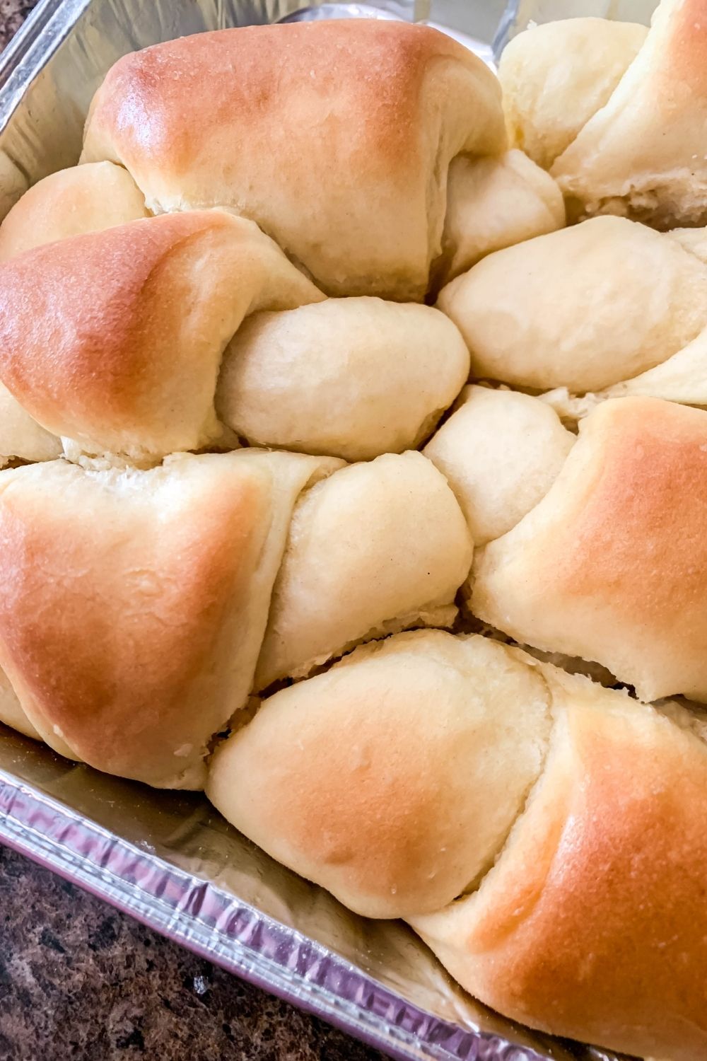 from-scratch crescent rolls baked in a foil pan