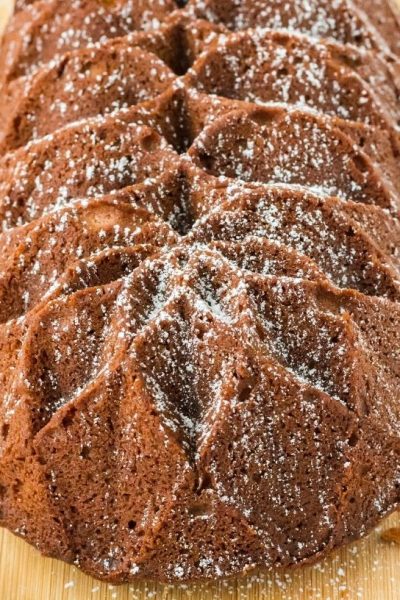 close-up view of an eggnog pound cake loaf
