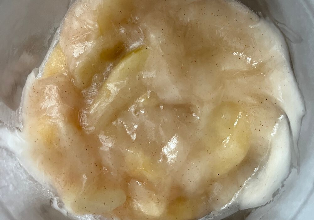 frozen apple pie filling in a ninja creami pint